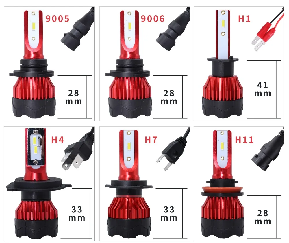 2 шт. Haosj H7 Bombilla светодиодный H4 светодиодный de la Linterna фонарик del Coche 12V 12000lm H11 светодиодный H3 HB3 9005 HB4 9006 H1 светодиодный H8