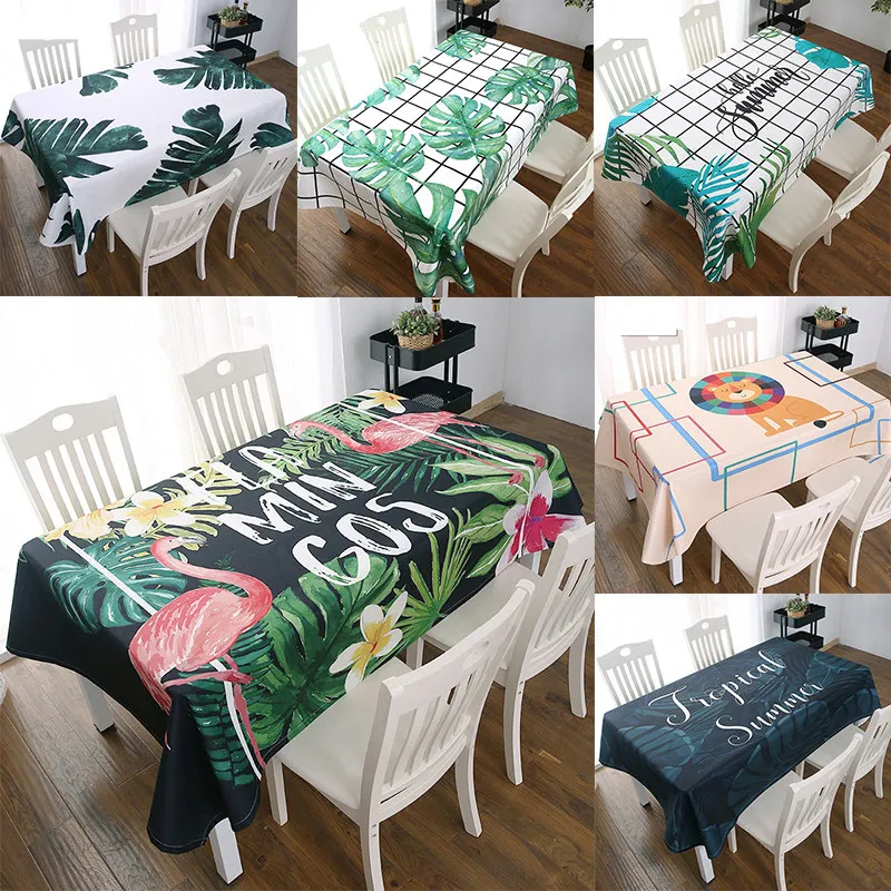 

oil proof and waterproof non-empty nordic table cloth decorations for home leaf prints rectangular tablecloth on the table DW124