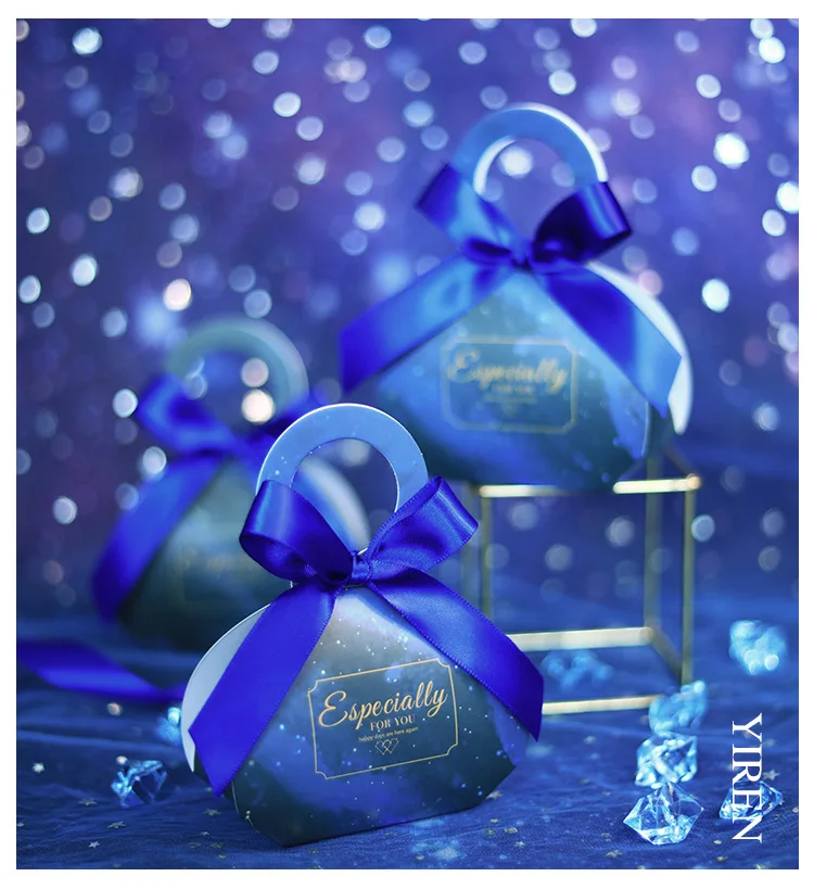 Голубая звезда портативная коробка для конфет свадебные сувениры коробки для конфет на день рождения вечерние принадлежности подарочная коробка для шоколада bombaniera