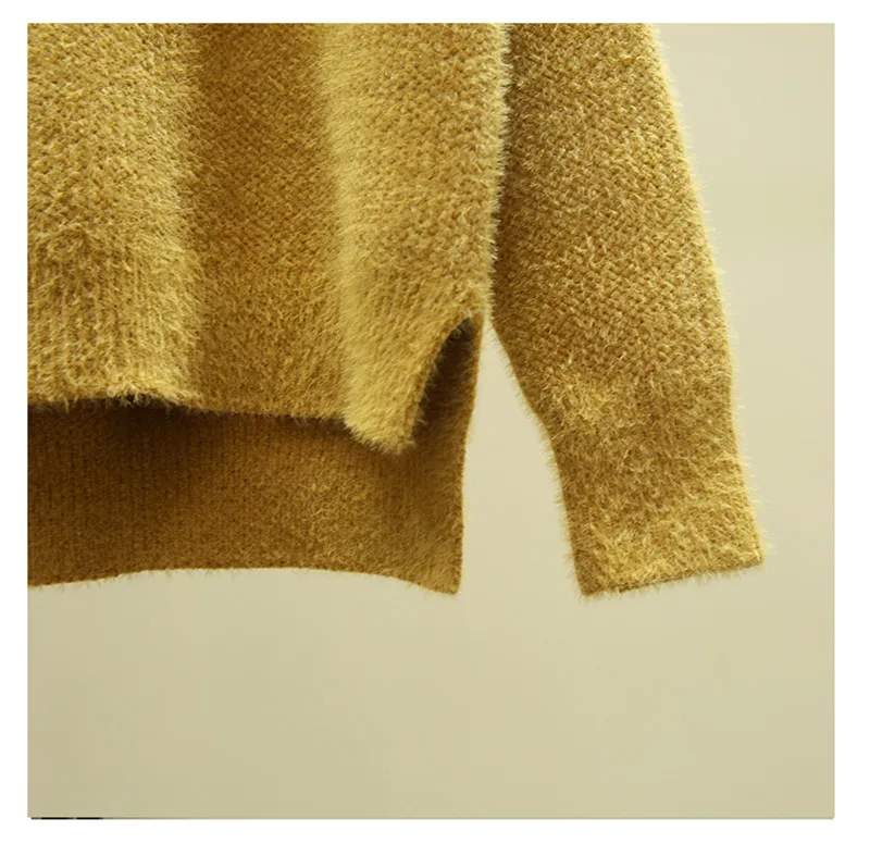 Теплый свитер с высоким воротом, пуловер для женщин, Осень-зима, искусственный норковый кашемир, утолщенный Женский вязаный свитер, пуловер, s Pull Femme C6006