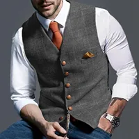 Men's Vest Slim Fit Mens Suit Casual Suit Vest Man yellow Gray Formal Businss Vest Arrival Vests Male Waistcoat Gilet Homme