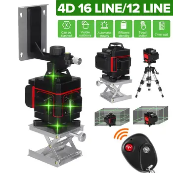 

12/16 Lines 4D Laser Level Self-Leveling 360 Horizontal And Vertical Powerful Green Laser Beam Line Laser Level with Bracket