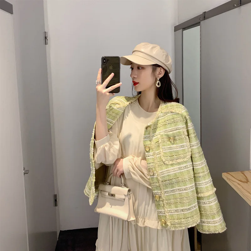 

[No. 19 New Products Preemptive plus Purchase] 2019 Early Autumn New Style Small Fragrant Stripes Cropped Jacket A1912-