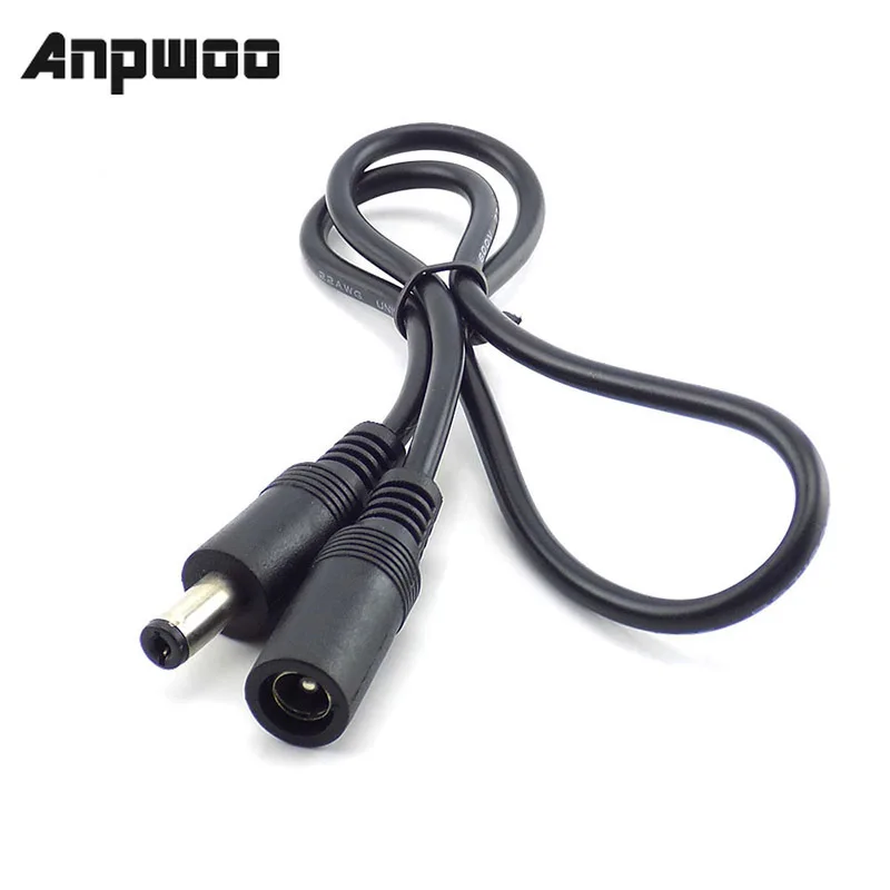 Cable de alimentación de CC, adaptador de enchufe hembra a macho, 5,5mm x 2,1mm, cables de alimentación para cámara CCTV, tira de luz de seguridad para el hogar