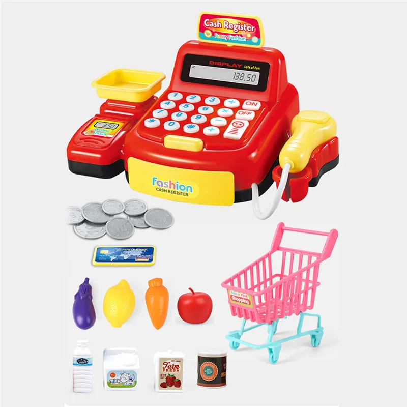 Ролевые игры игрушки имитация супермаркет Касса ролевые игры кассовый аппарат игрушка для детей Ранние развивающие игрушки - Цвет: RD