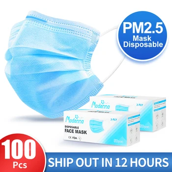 

10/20/30/50 Pcs Non-woven Disposable Face Mask 3-layer Hanging Ear Filter Breathable Safety 3 layers Non-Woven safe Mask mouth