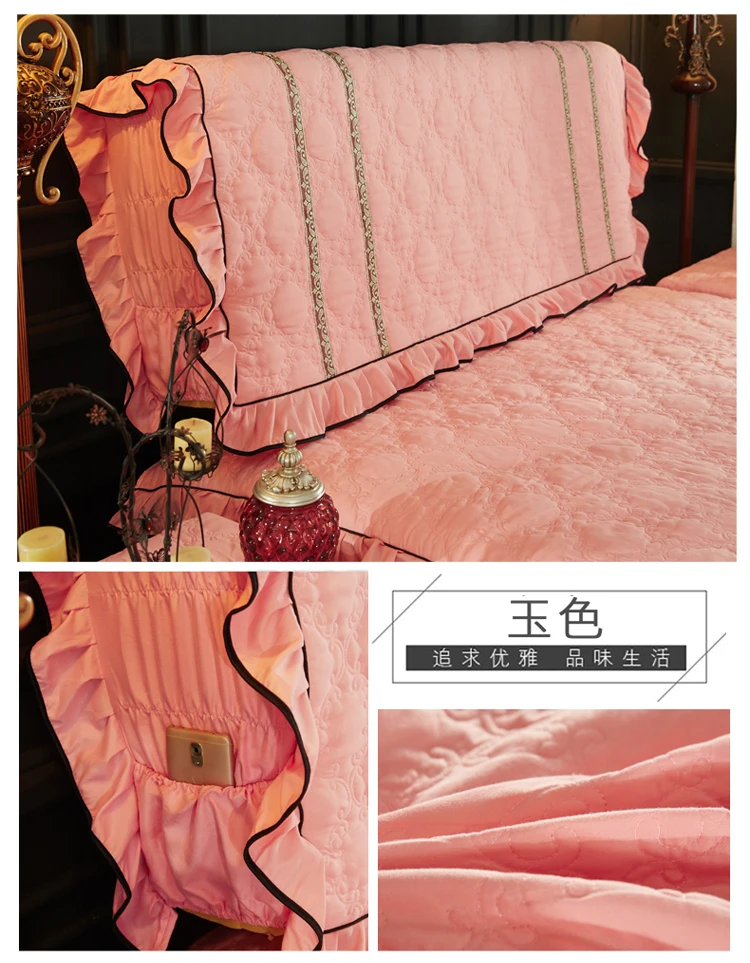 European Luxury Cotton Quilted Head Cover Brief Soft Lace All-inclusive Headboard Cover Dust Protective Cover 200x65cm