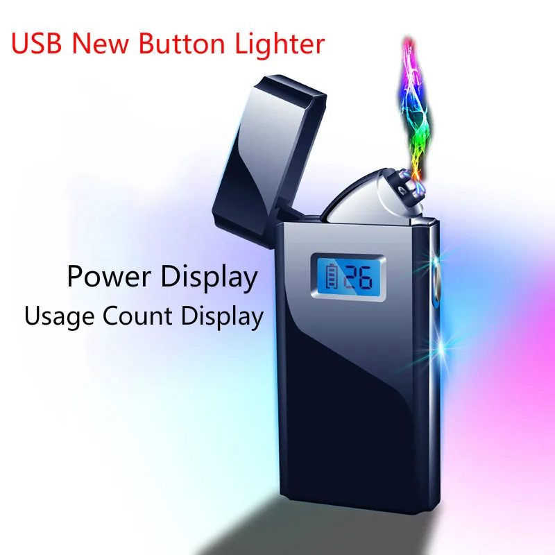

2019 New Double Arc Plasma Pulse Cigarette Cigar Lighters LCD Smart Screen Display Metal Electronic Lighter gadgets for men