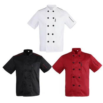 

Unisex Adults Chef Jacket Coat Hotel Waiter Uniform Short Sleeves