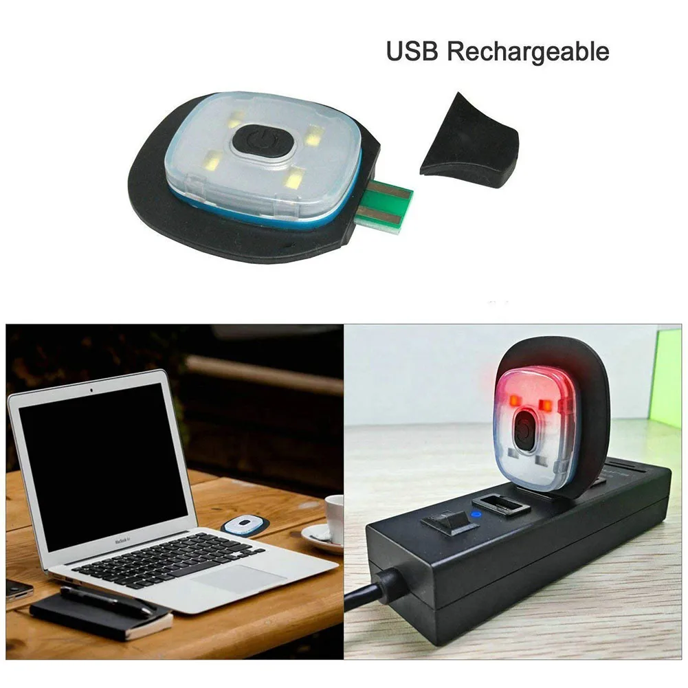 4LED вязаная шапка перезаряжаемая Hands Free налобный фонарь для охоты кемпинга бега FEA889