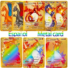 Hiszpański Pokemon metalowy na kartę Vmax oryginalny PIKACHU Charizard złote karty do gry tanie i dobre opinie TAKARA TOMY CN (pochodzenie) MATERNITY W wieku 0-6m 7-12m 13-24m 25-36m 4-6y 7-12y 12 + y Pokemon cards Certyfikat europejski (CE)