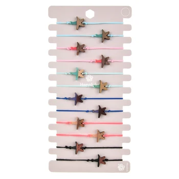 

Vintage 12pcs/Set Star Elephant Charms Bracelet for Women Adjustable Braided Rope Chain Resin Wooden Wristband Jewelry Gift