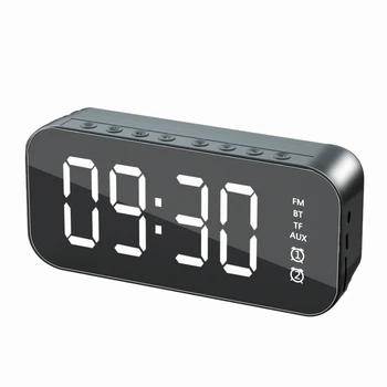

Bluetooth Portable Mini Bass Wireless Mirror Alarm Clock Display Speaker Digital Music Sound Handfree Loudspeaker