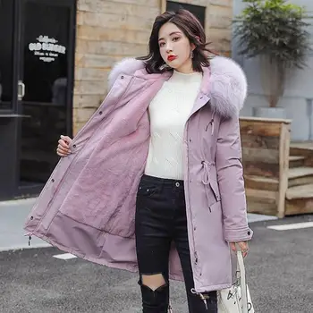 

Winter Parkas Jacket Solid Thick Long Section Warm Fashion Fur Collar Hooded Jacket Coat Parkas