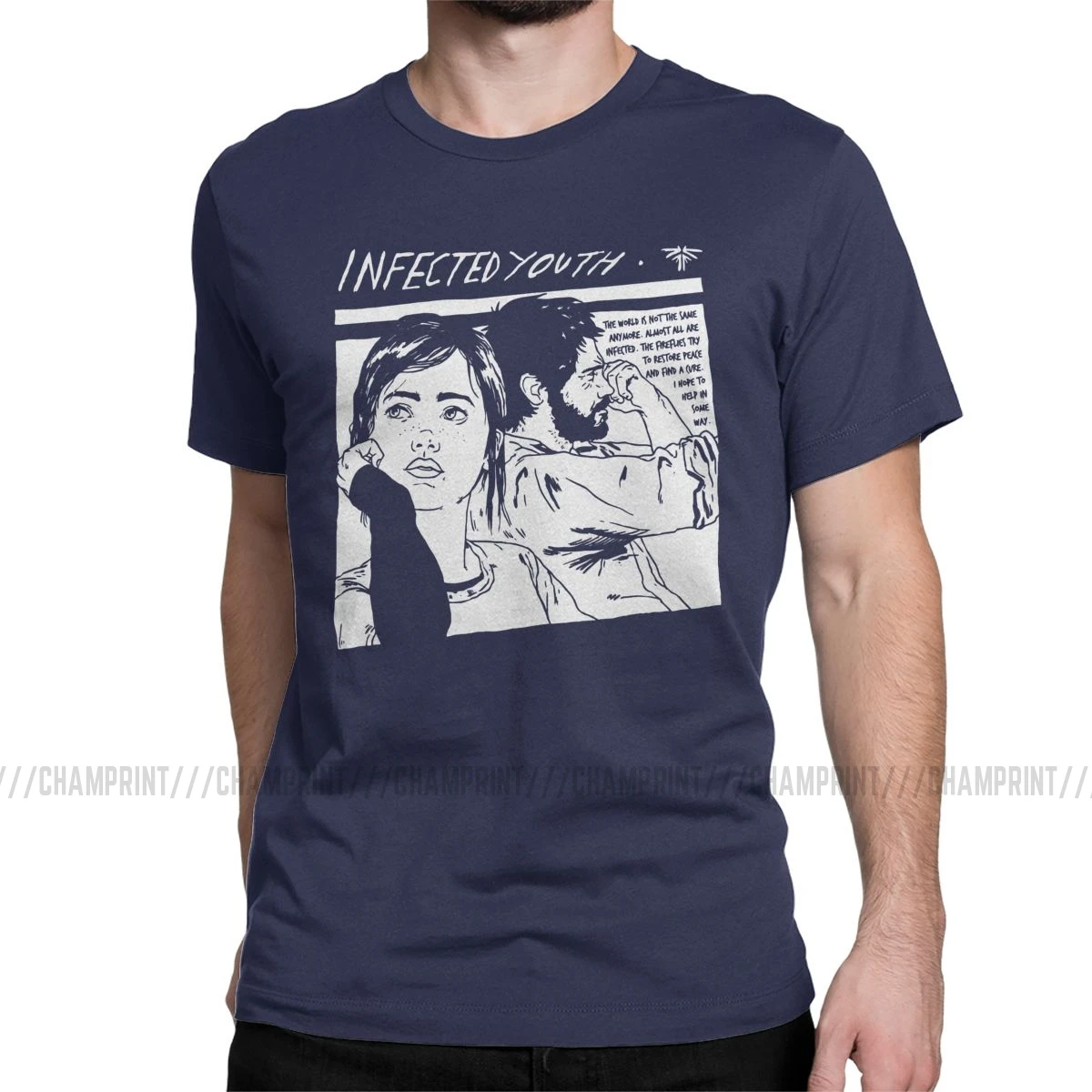 Infected Youth The последний из нас футболки мужские хлопковые футболки Элли Светлячок Joel Tlou Игра Футболка короткий рукав размера плюс - Цвет: Тёмно-синий