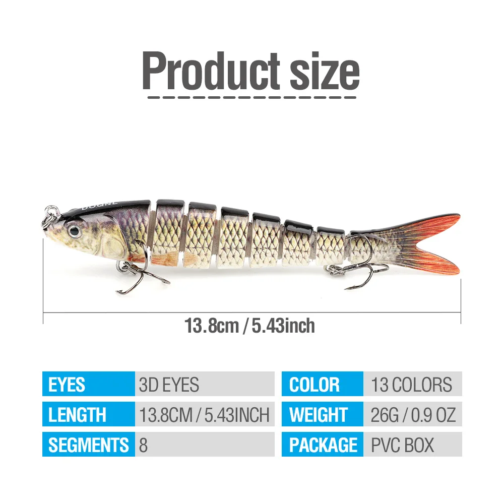 DONQL 13.8cm 26g Wobblers Fishing Lure Crankbait 8 Segments Hard Artificial Jointed Fishing Bait Sinking Swimbait Fishing Tackle (5)