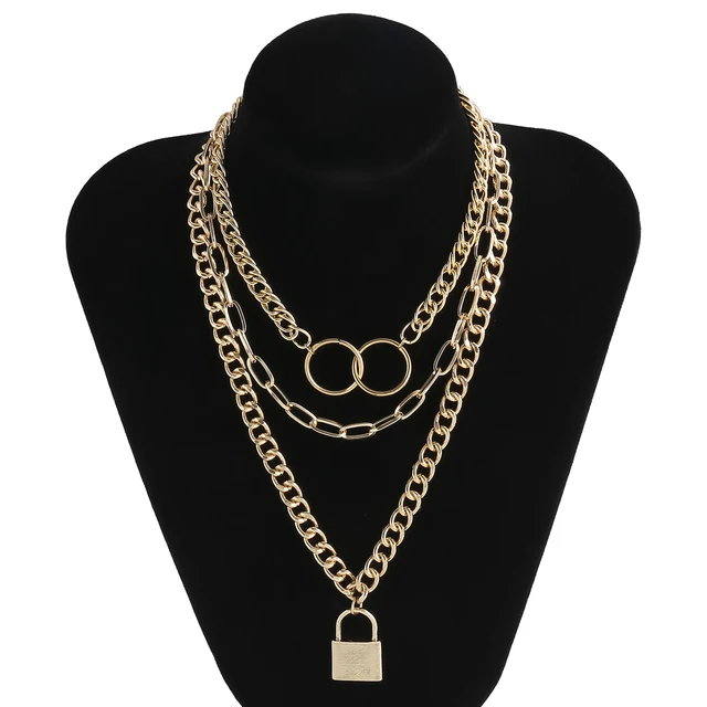KunJoe 2021 New Hip Hop Bling Lock Pendant Choker Iced Out Shiny Cubic Zircon Necklace For Men Charm Jewelry Fashion Punk China X01062 gold