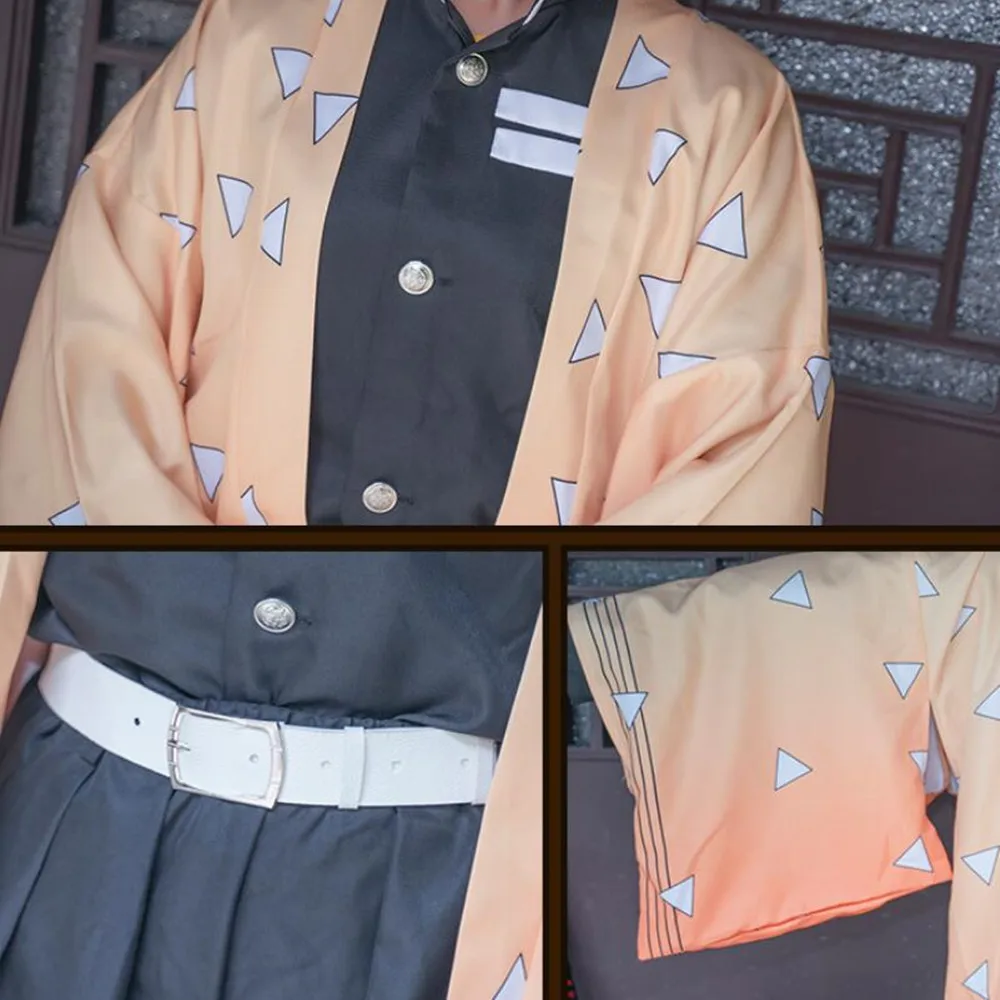 Adult Kids Anime Demon Slayer Cosplay Costume Agatsuma Zenitsu Kimetsu no Yaiba Men Kimono Yellow Uniform Adult Kids Anime Demon Slayer Cosplay Costume Agatsuma Zenitsu Kimetsu no Yaiba Men Kimono Yellow Uniform