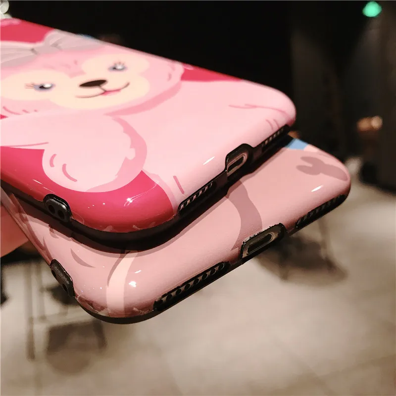 Милый мультяшный аниме розовый медведь чехол для телефона для iPhone 11 pro 6 6S 7 8 Plus XS MAX XR пара Матовая Мягкая IMD задняя крышка Fundas Capa