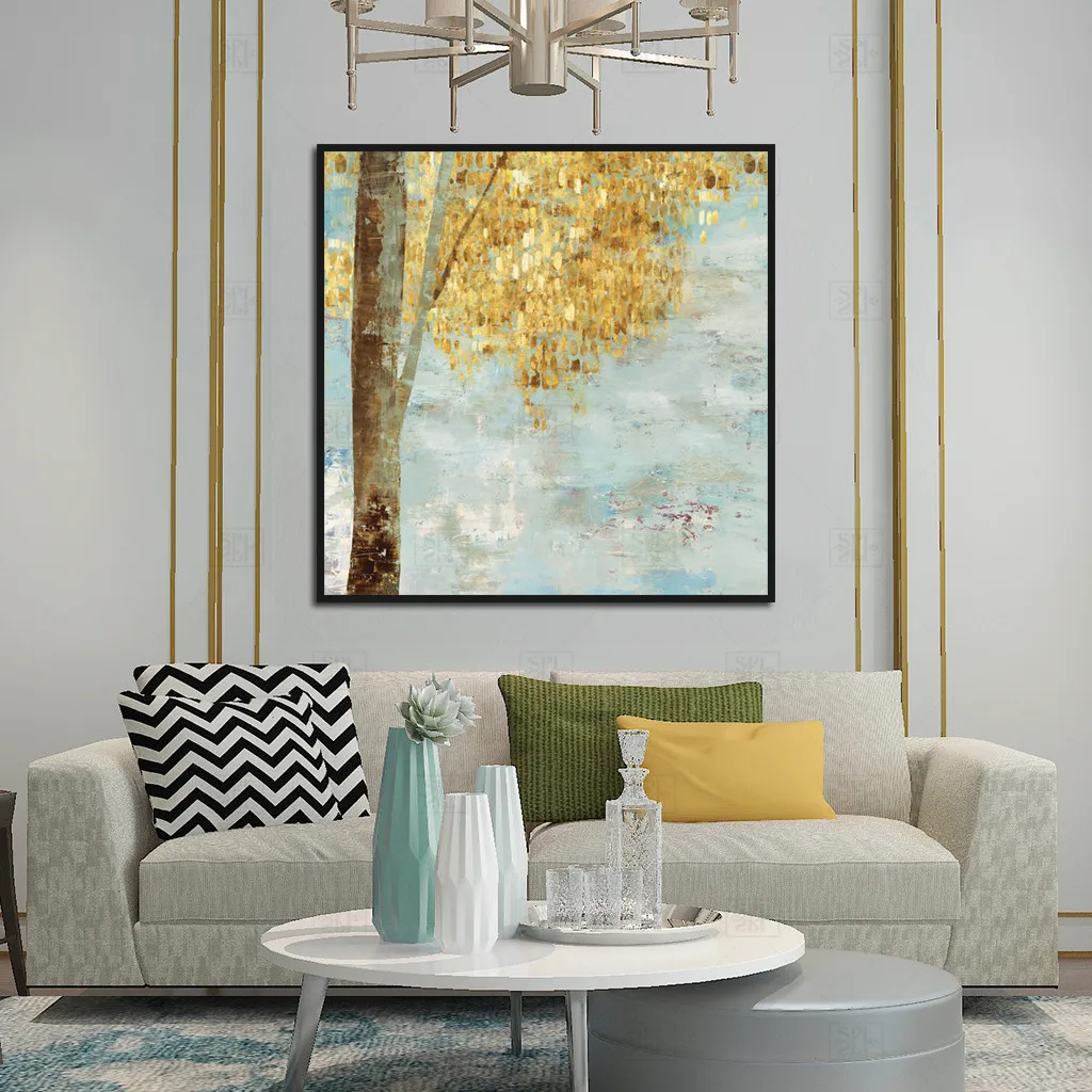 Vintage Art Chinese Style Gold Leaf Fortune Tree Poster Print Home Canvas Painting Picture Wall Decoration | Дом и сад