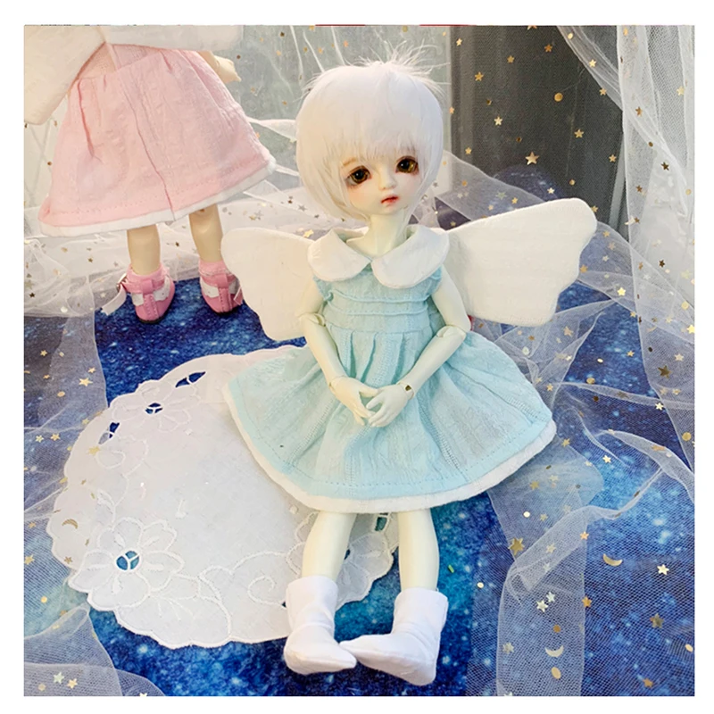 Doll clothes 1/6 BJD clothes Angel wing dress pink/blue color dress  for 1/6 BJD doll accessories doll clothes with big wings cuesoul tero ak4 dart flights graduated color big wing shape
