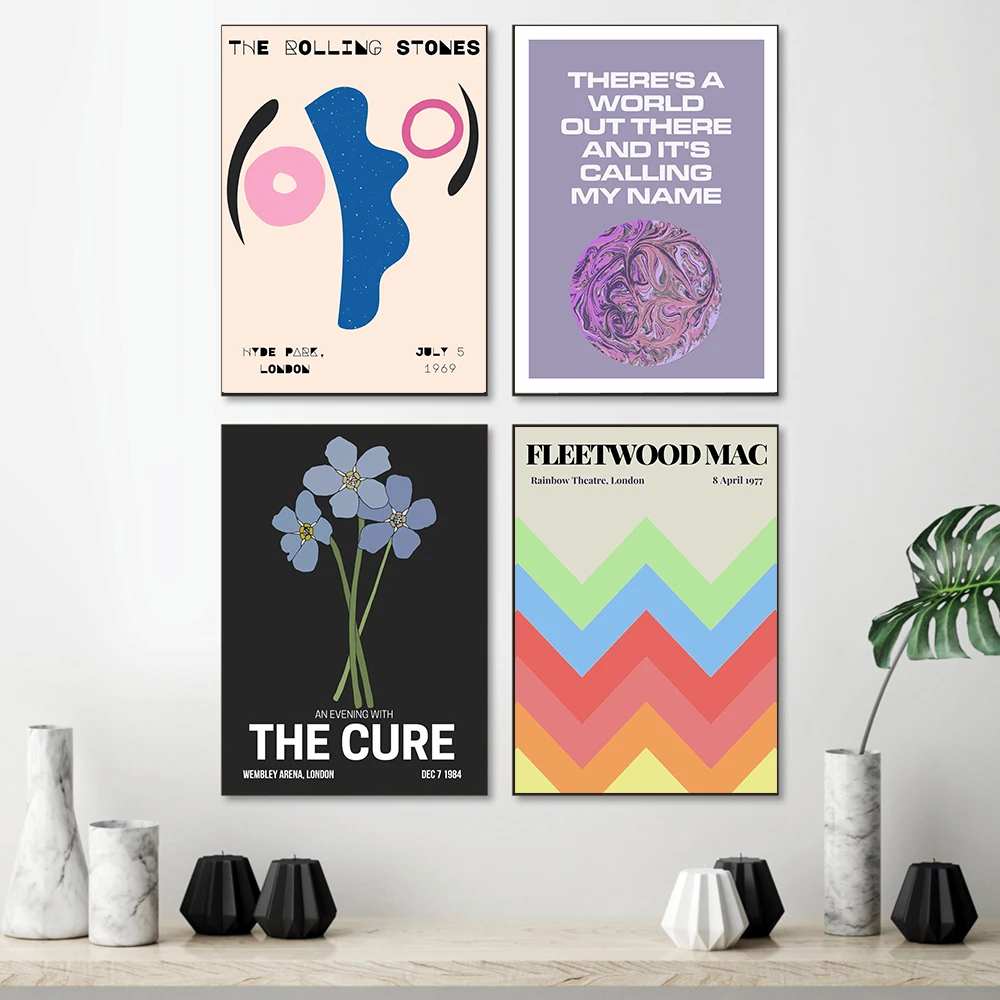 

Tame Impala psychedelic posters and prints Rolling Stones Rock band tour music Canvas painting wall Art Pictures Home decor