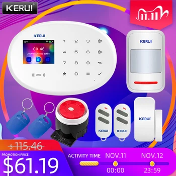 

KERUI W20 Wireless 2.4 inch Touch Panel APP Control wifi GSM Home Security Alarm System Smart Burglar Alarm Kit
