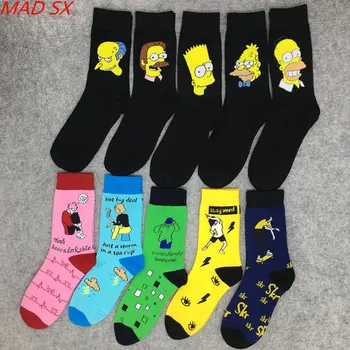 

10 pair Men and women Funny Casual Combed Cotton Socks Harajuku style Novelty cartoon Pattern dress socks unisex Hip Hop Sokken