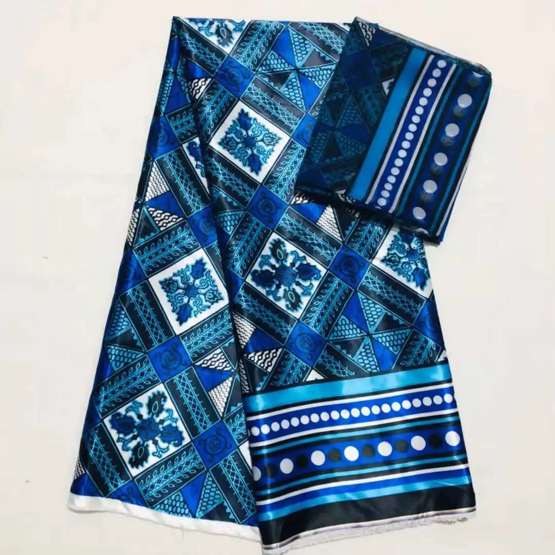 Африканская шелковая восковая ткань цифровая печать черная атласная восковая ткань для платья африканская восковая шелковая ткань для вечернего платья 4+ 2 ярда 30