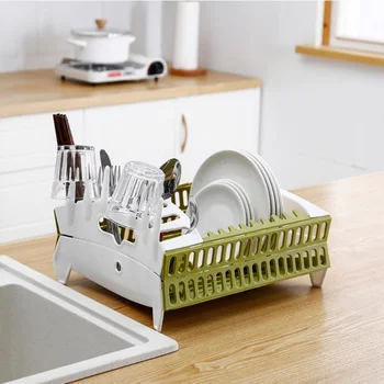 

Foldable Dish Rack Kitchen Storage Holder Drainer Bowl Tableware Plate Portable Drying Dish Rack Home Shelf Dinnerware Organizer