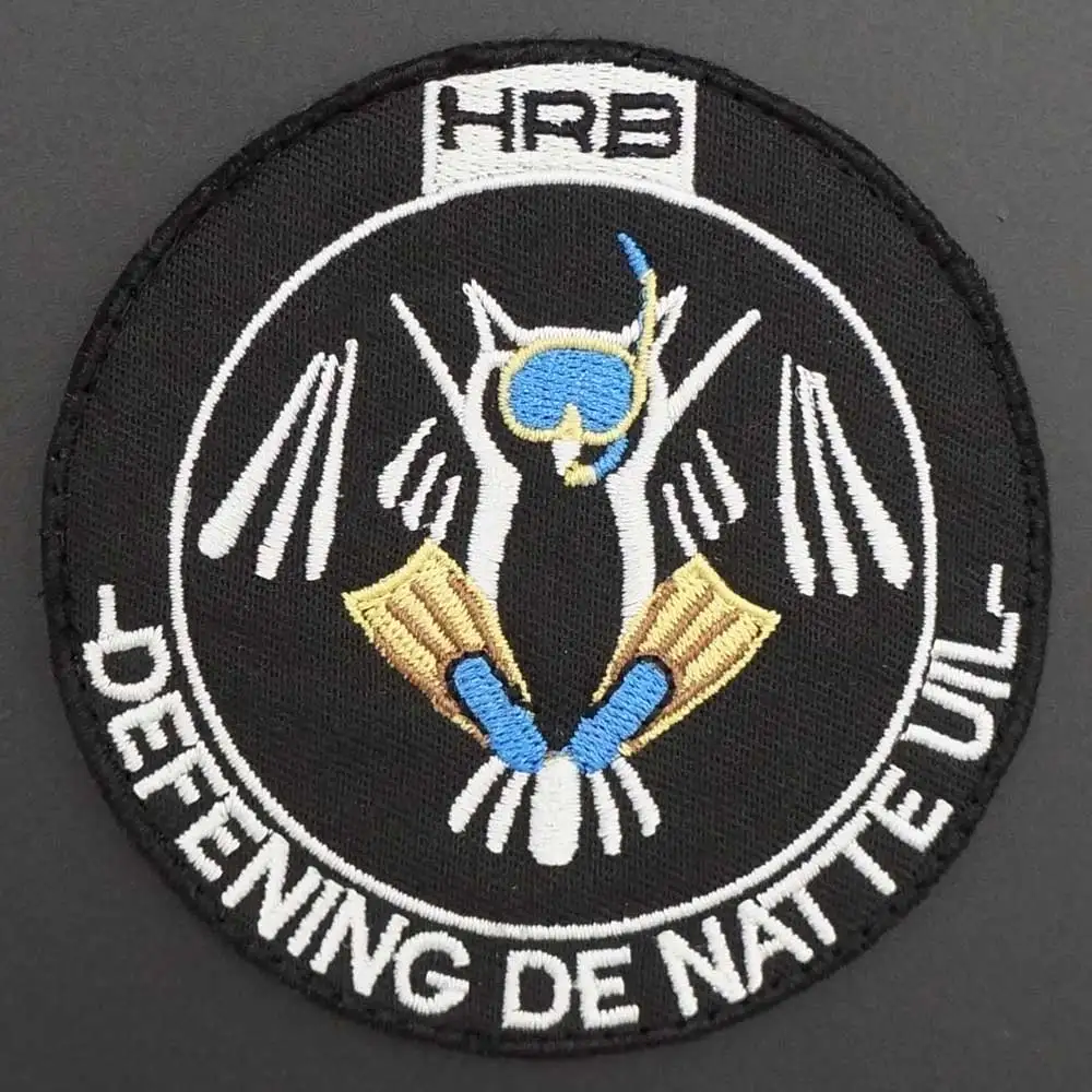 HRB DEFENING DE NATTE UIL Tactical Military Morale Patches Embroidery Badge with Hook Backing in Backpack Jackets Hat