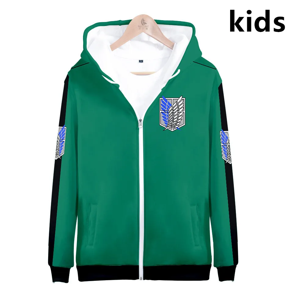 Sudadera con capucha para niños de 3 a 14 años, prenda deportiva de abrigo con cremallera 3d de Anime Attack on Titan Shingeki no Kyojin