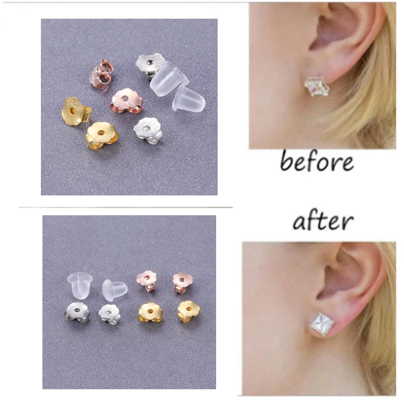 AOEDEJ Real 925 Sterling Silver Earrings Back Women Girls Earring Stopper Gold Plated Butterfly Fastener Earring Accessories 4