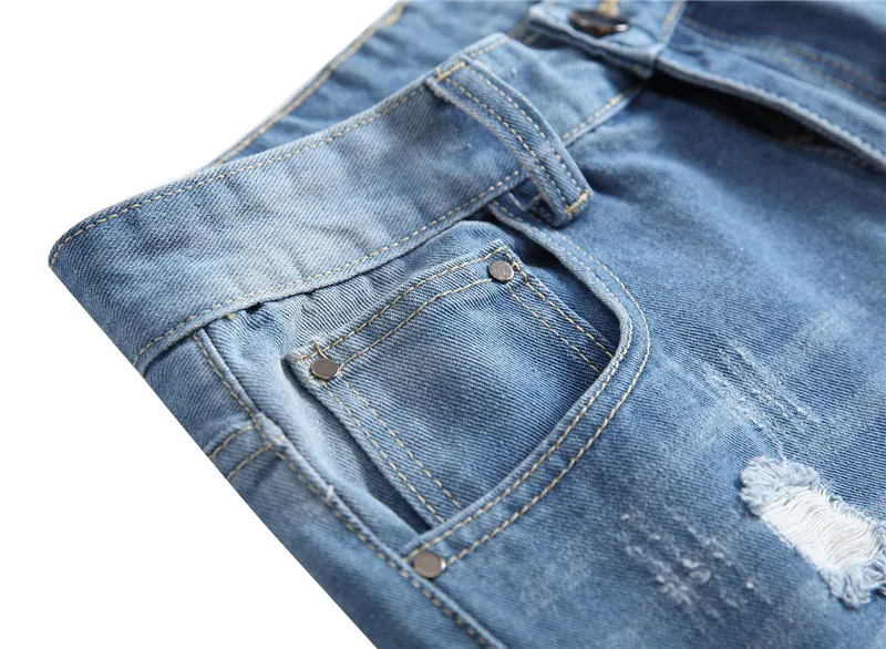 Джинсы мужские 2019 новые мужские сломанные прямые джинсы для мужчин светло-голубые рваные тонкие джинсовые брюки больше размера 28-40 42