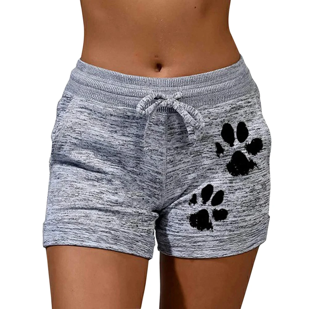 

New Summer Drawstring Paw Print Shorts Female Elastic High Waist Loose Shorts Women Fashion Soft Beach Casual Sport Short