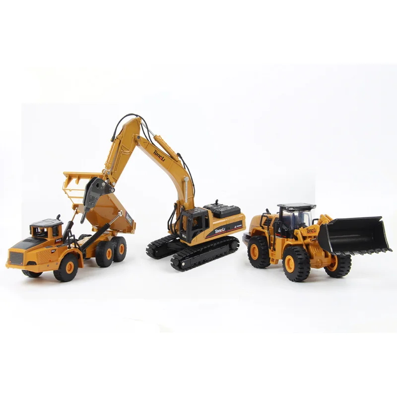 3 шт. TongLi 1:50 грузовик машина для сноса колесный погрузчик Diecast металлические инженерно-строительная техника Игрушки для мальчиков; красивый детский наряд для рождественского Gi
