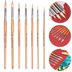 1 Set/7pcs Painting Brushes Wood Handle Pointed Brushes Watercolor Painting Tools