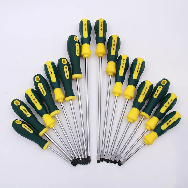 

Shengda Tool Olive Double Color Plastic Handle Screw Driver Magnetic Screwdriver Cross Flat Screwdriver Multi-Specification Manu