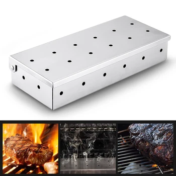 

Outdoor BBQ Wood Chips Smoker Box Stainless Steel Smoker Cold BOX for Indoor Outdoor Charcoal Gas Barbecue Grill Smoking Tool Y