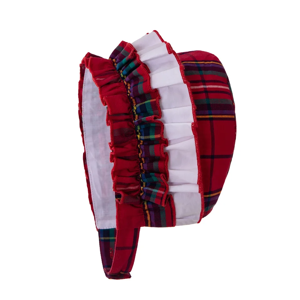 Pettigirl/, Красная рождественская Одежда для маленьких девочек осенние платья в клетку+ штаны на подгузник+ шапочка с рукавами из искусственного меха, одежда для малышей
