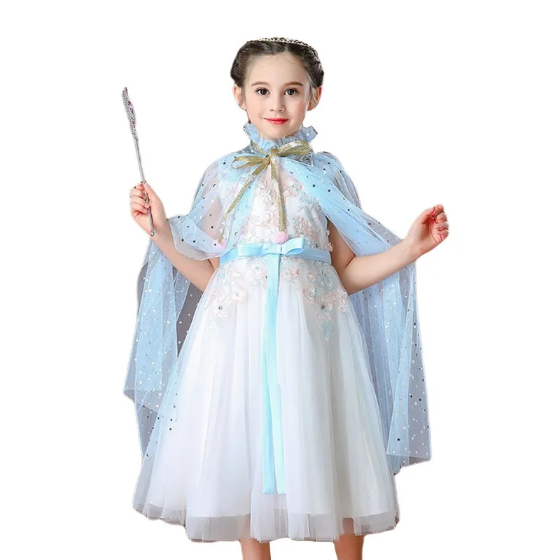 

Girl Princess Party Mermaid Tail Costume Drawstring Sequin Tulle Cape Cloak Halloween Princess Cosplay Cloak Stage Performance