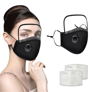

Adults Washable Reusable Unisex Face Mask With 2 Pcs Filter And Detachable Eye Shield Windproof Mouth Muffle Cover Mascarilla