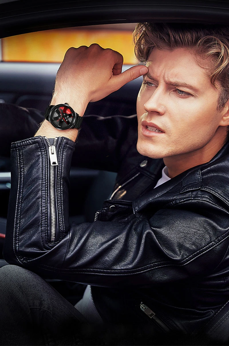 Nibosi vip mesh aço inoxidável relógio masculino