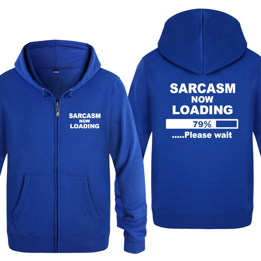 Sarcasm Now Loading Funny Joke, новинка, забавные толстовки для мужчин, мужские флисовые толстовки на молнии с капюшоном, кардиганы - Цвет: LAY BAT