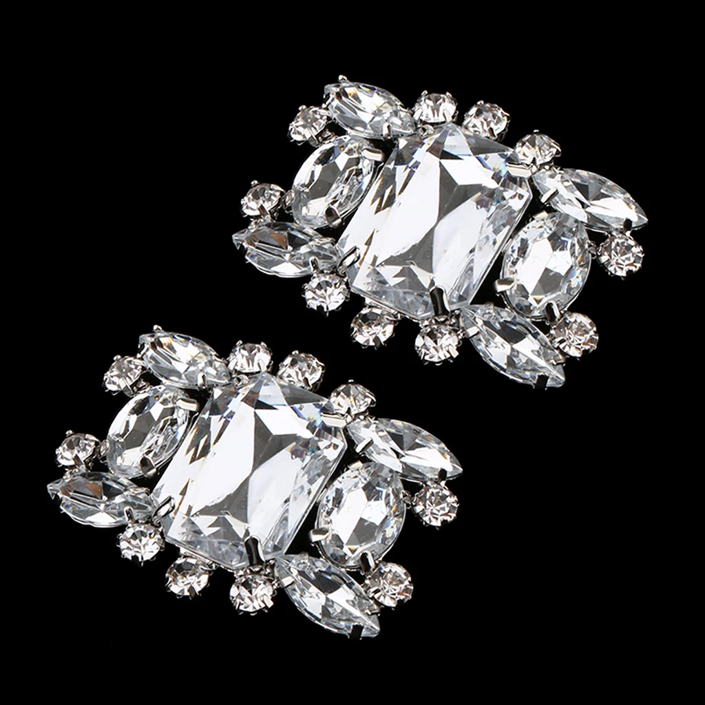 2 Pcs Rhinestone Crystal Wedding Bridal Shoe Bow Boots Clips Detachable Shoes Buckle Shoe Decoration Charms Shoes Jewelry