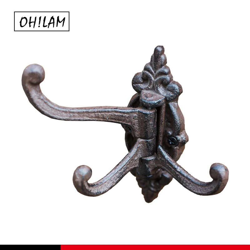 

Antique Cast Iron Swivel Wall Hook 3-in-1 Vintage Decorative Rustic Metal Clothing Hanger Wall Mounted Hand Towel Rack Holder
