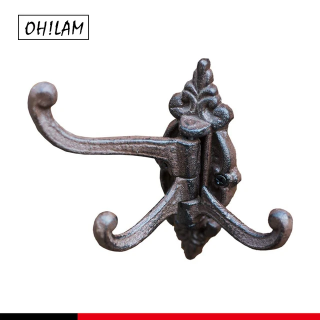 Antique Cast Iron Swivel Wall Hook 3-in-1 Vintage Decorative Rustic Metal  Clothing Hanger Wall
