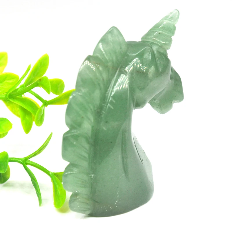 Natural Crystals And Stone Green Aventurine Unicorn Statue Reiki Animal Figurine Home Office Desktop Decoration DIY Gift