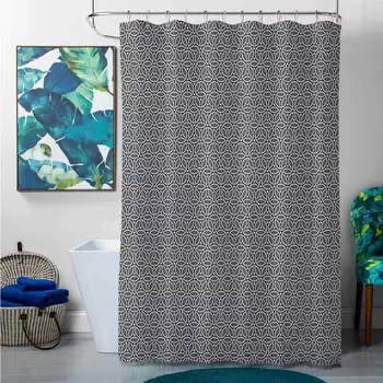 

Shower Curtains for Bathroom Girls Geometric,Greyscale Circular Honeycomb Pattern and Triangles Abstract Modern Art, Grey Black