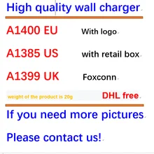 100pcs/lot 28g Original Quality 5V  A1400 A1385 EU US Plug USB Wall Charger AC Power Adapter for iphone 11 XS XR 8 7 Plus 6 6S